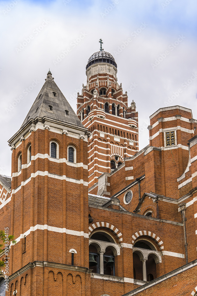 Architectural fragment of Westminster Cathedral (1895) - Cathedral of Archbishop of Westminster. London, England.