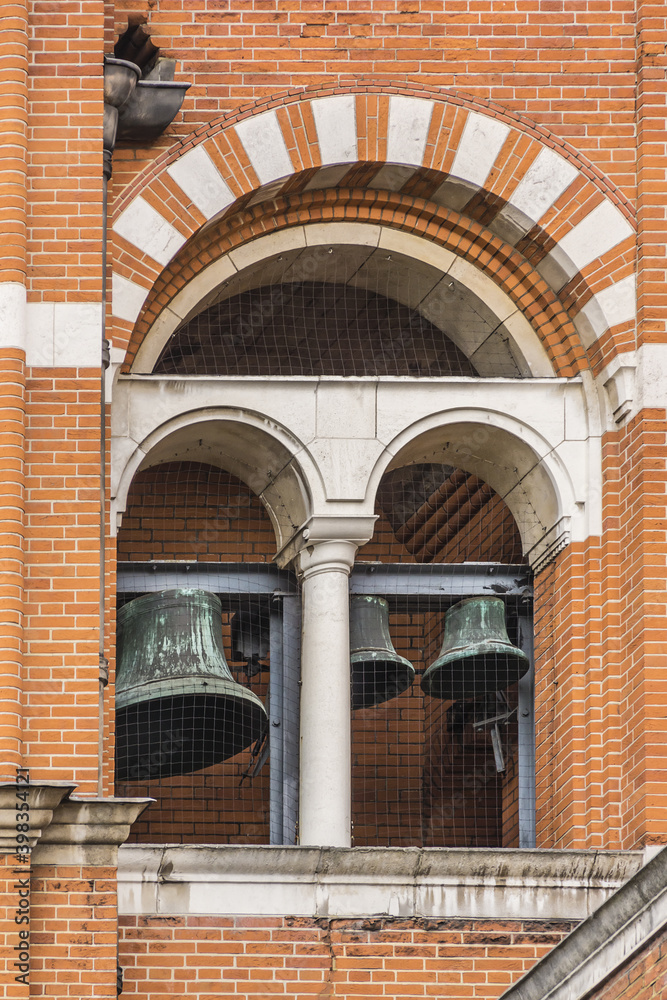 Architectural fragment of Westminster Cathedral (1895) - Cathedral of Archbishop of Westminster. London, England.