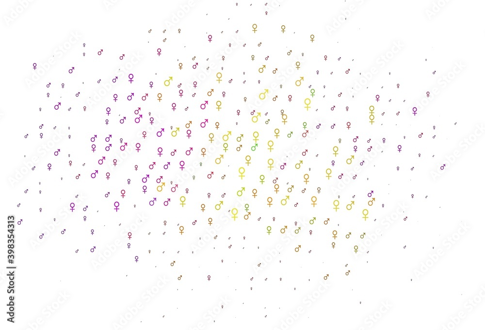 Light multicolor, rainbow vector texture with male, female icons.