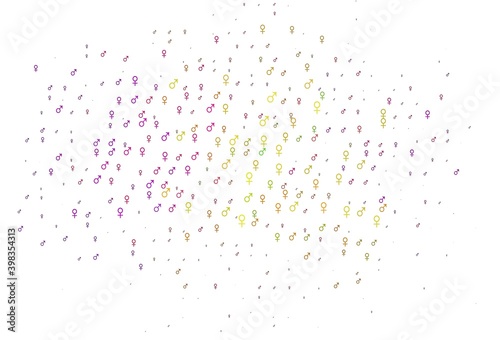 Light multicolor  rainbow vector texture with male  female icons.