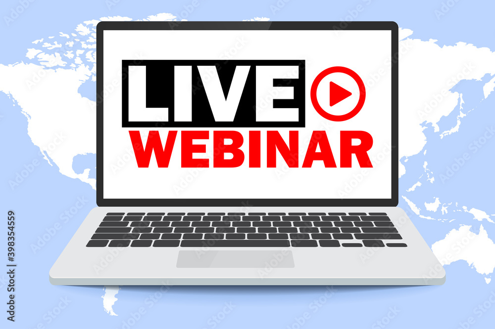 Online webinar. Distance learning. Video tutorials and courses. Internet seminar. Internet conference. web consultation, web conference, video Internet course. Vector illustration.
