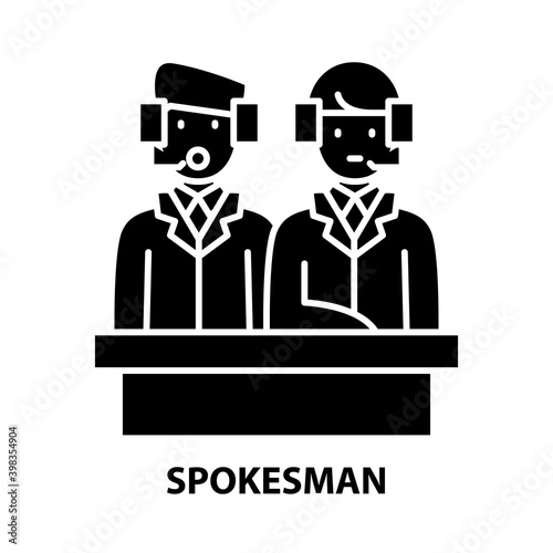 spokesman icon, black vector sign with editable strokes, concept illustration