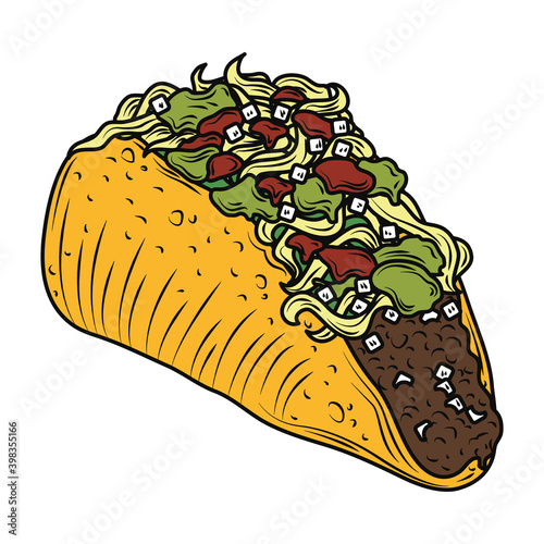 mexican food taco traditional vintage engraved color