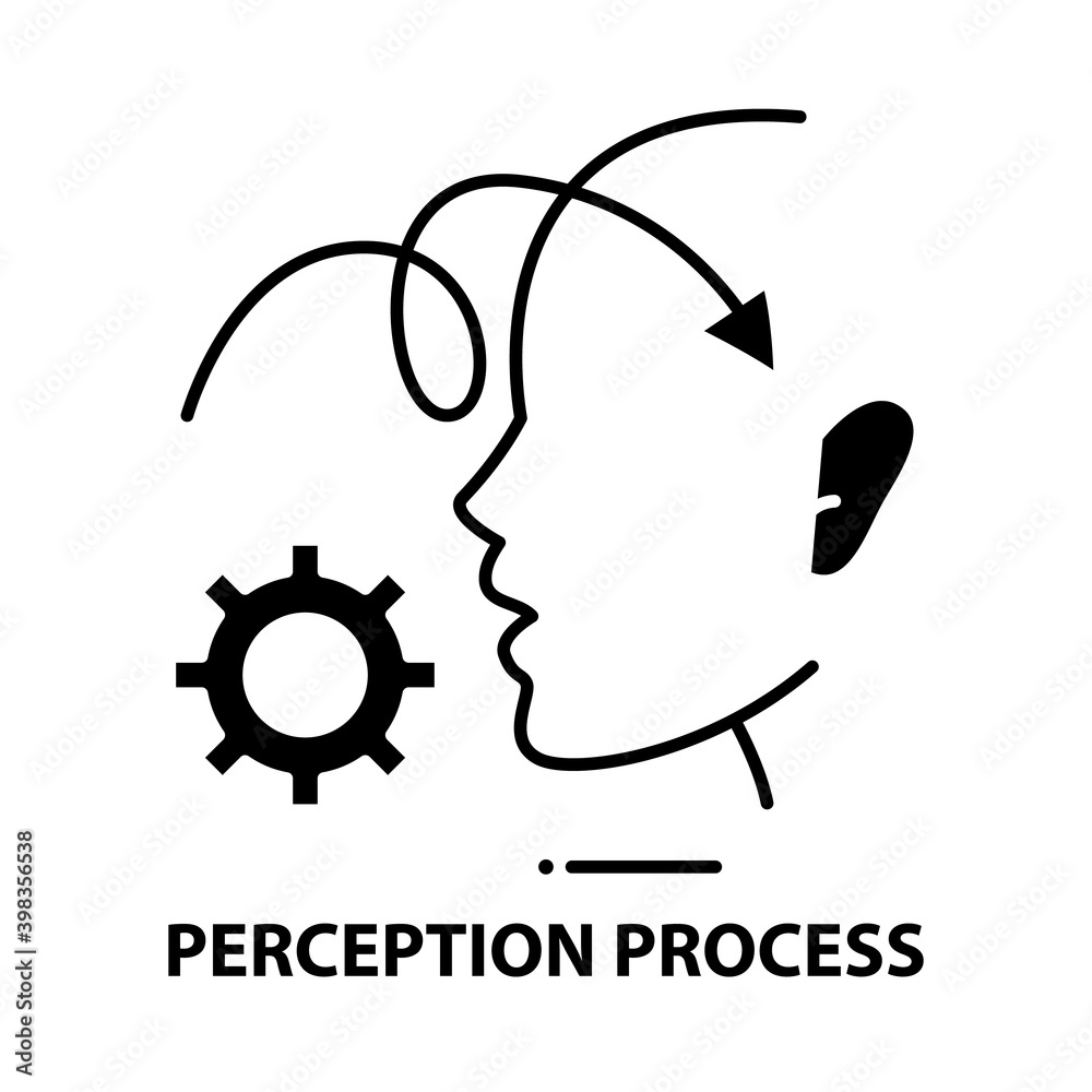 perception process icon, black vector sign with editable strokes, concept illustration perception process icon, black vector sign with editable strokes, concept illustration