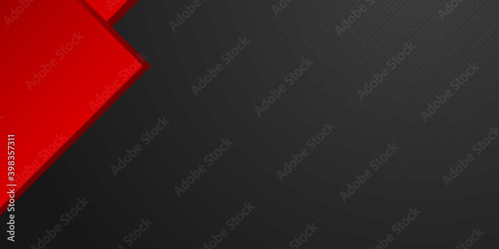 Modern simple red black abstract background with arrow geometric 3d overlap layers with corporate business style and black space for text