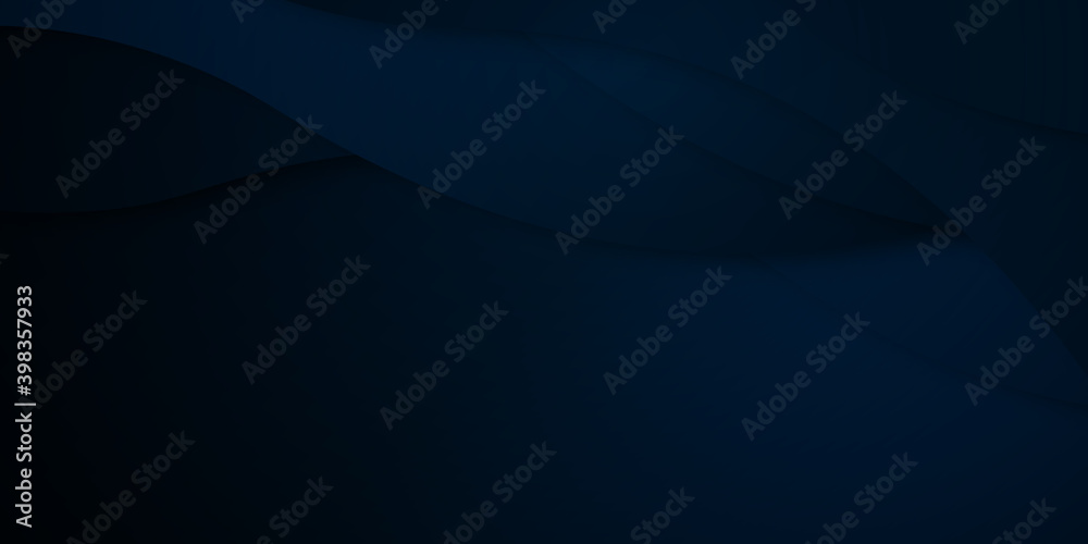 Dark blue and black abstract business presentation background with wave overlap layers