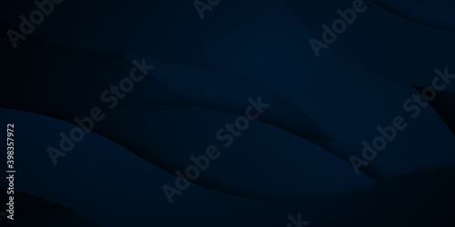 Dark blue and black abstract business presentation background with wave overlap layers