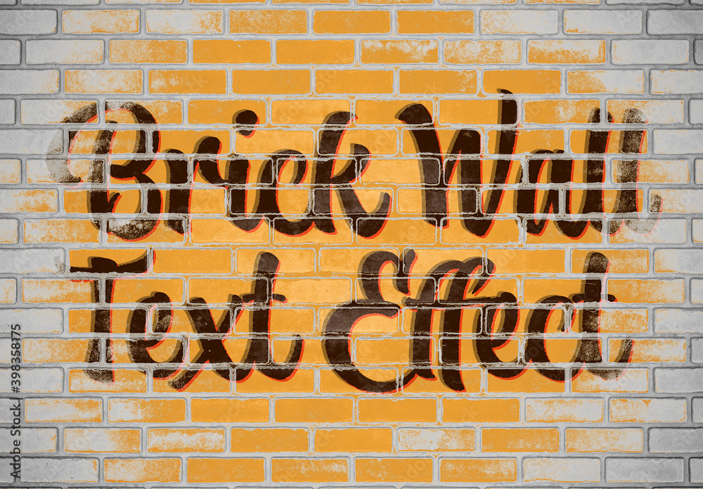 Brick Wall Text Effect Mockup Stock Template Adobe Stock