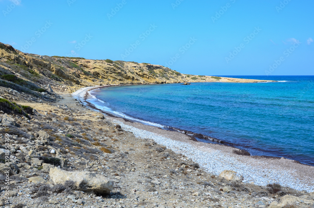 Beautiful View Over Sea and Beach During Spring-Summer With turquoise sea life
