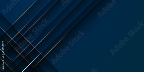 Abstract polygonal pattern luxury dark blue with gold