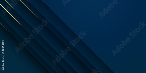 Abstract template dark blue luxury premium background with luxury triangles pattern and gold lighting lines
