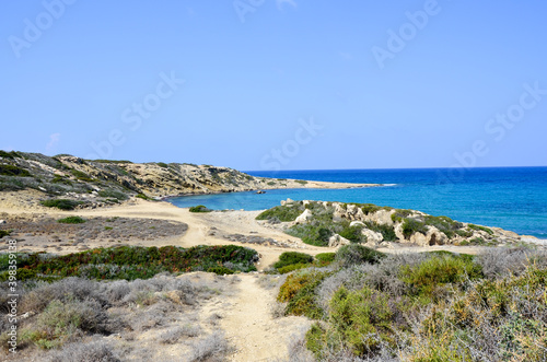 A path leading to turquoise sea in the north of Cyprus, Tatlisu