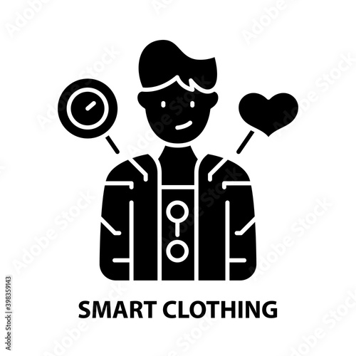 smart clothing icon, black vector sign with editable strokes, concept illustration
