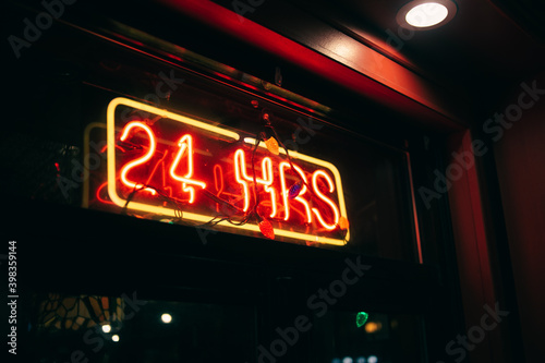 24 hour neon sign