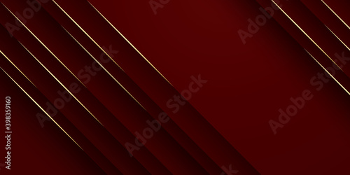 Luxury dark red background combine with golden lines element.