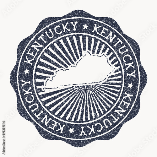 Kentucky stamp. Travel rubber stamp with the name and map of US state, vector illustration. Can be used as insignia, logotype, label, sticker or badge of Kentucky.