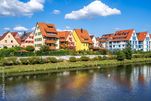 Uferpromenade, Rottenburg am Neckar, Baden-Württemberg, Deutschland 