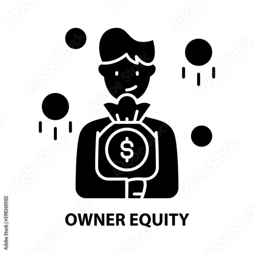 owner equity icon, black vector sign with editable strokes, concept illustration