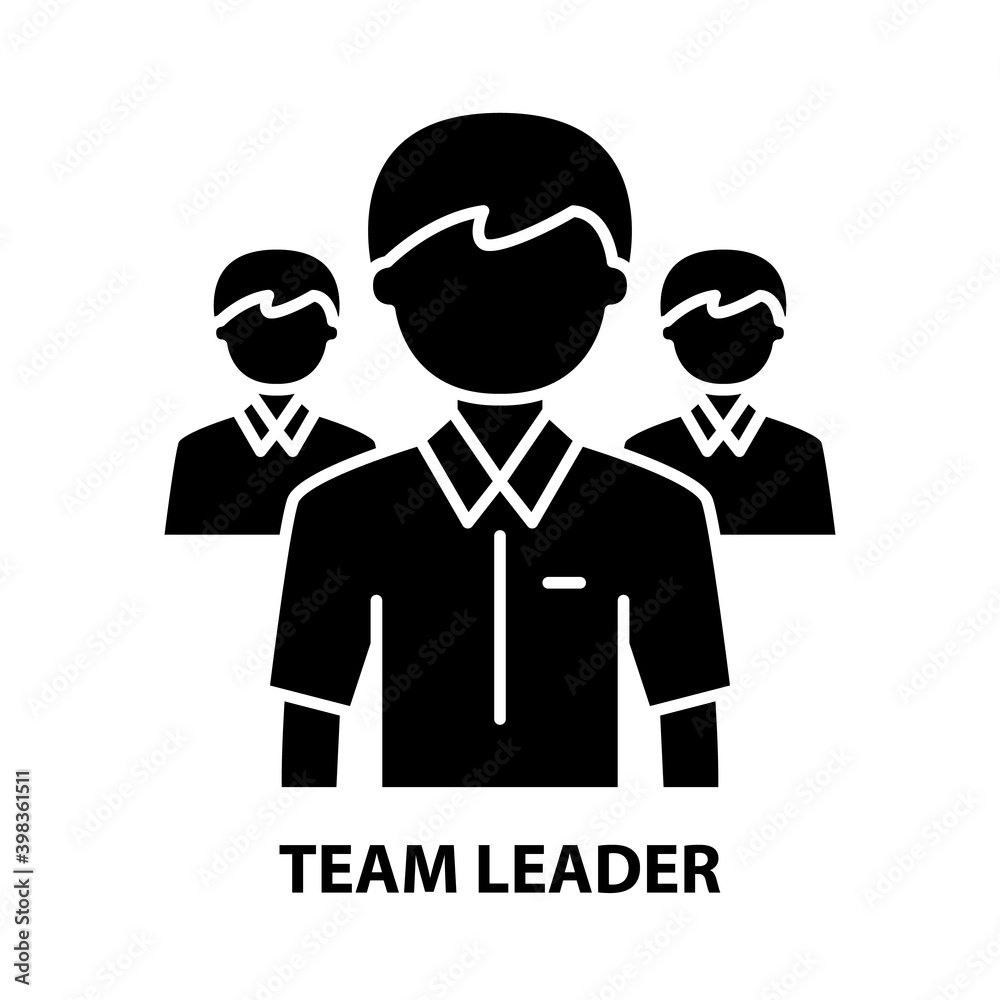 team leader icon, black vector sign with editable strokes, concept illustration