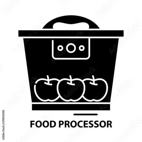 food processor symbol icon, black vector sign with editable strokes, concept illustration