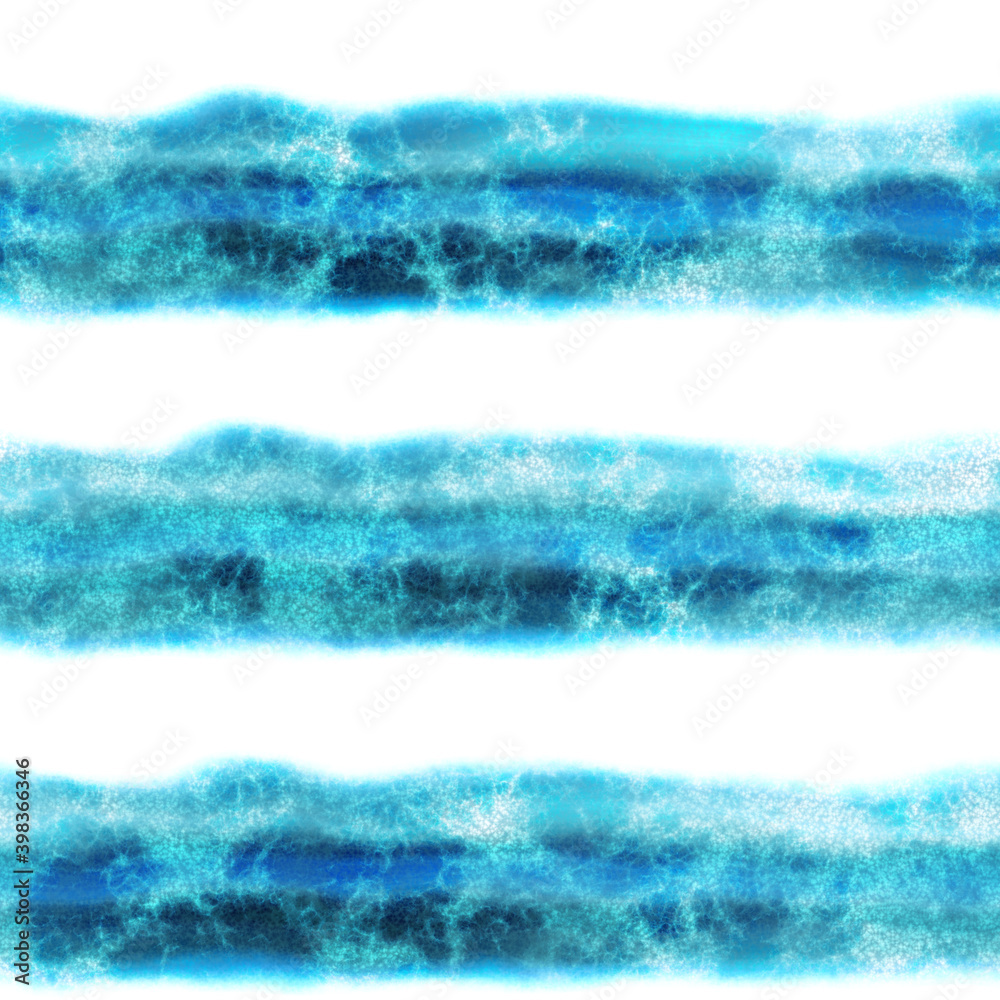 Water blur degrade texture background. Seamless liquid flow watercolor stripe effect. Distorted tie dye wash variegated fluid blend. Repeat pattern for sea, ocean, nautical maritime  backdrop
