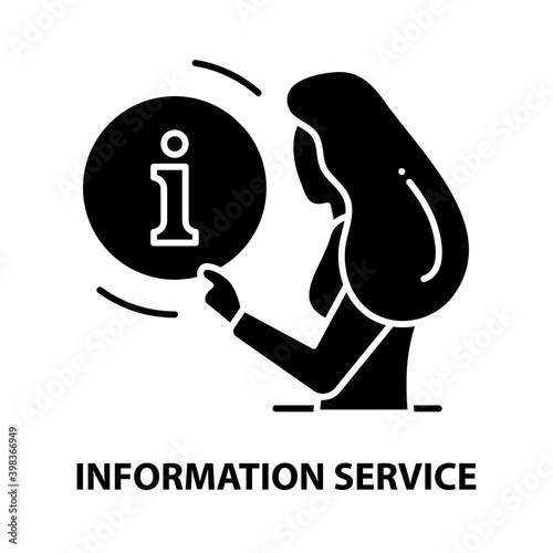 information service icon, black vector sign with editable strokes, concept illustration