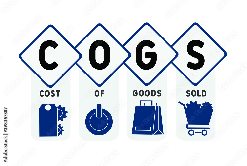 COGS - Cost of Goods Sold acronym. business concept background.  vector illustration concept with keywords and icons. lettering illustration with icons for web banner, flyer, landing page