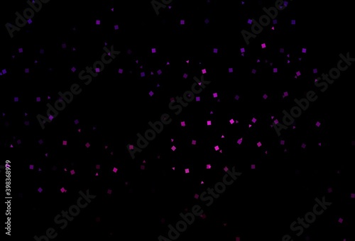 Dark Purple vector background with triangles, circles, cubes.