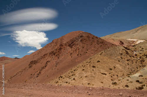 High in the cordillera. View of the Andes mountains beautiful texture and brown color in Laguna Brava, La Rioja, Argentina.