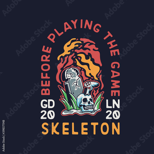 Skeleton Hand Gamer With Joy Stick and headstone