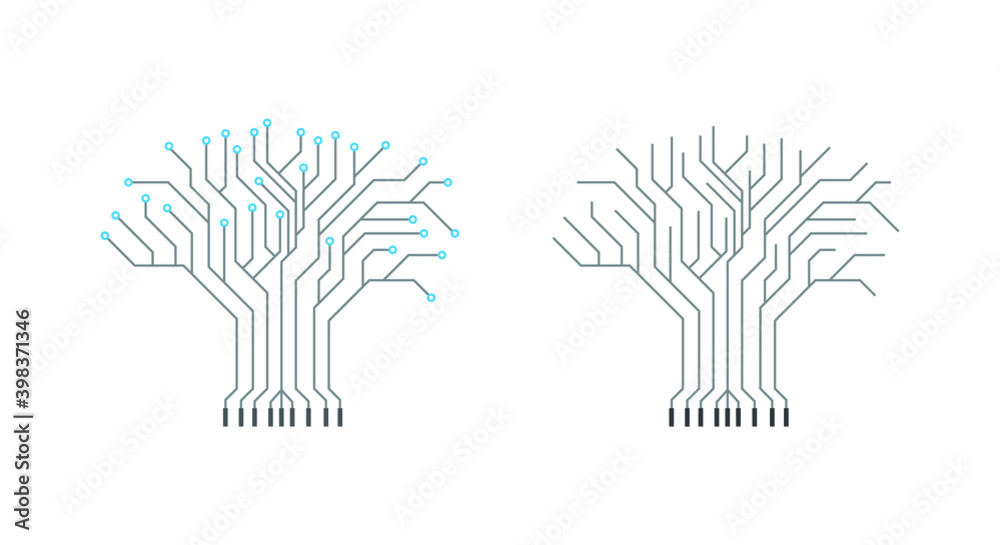 Circuit Tree Silhouette. Technology design element. Vector stock illustration Circuit Tree Silhouette. Technology design element. Vector stock illustration