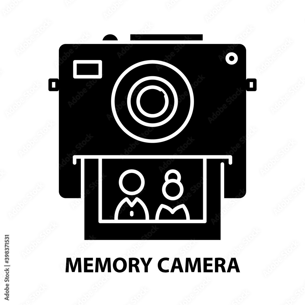 memory camera icon, black vector sign with editable strokes, concept illustration memory camera icon, black vector sign with editable strokes, concept illustration
