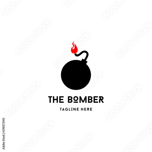 Bomb with Burning Wick on a White Background