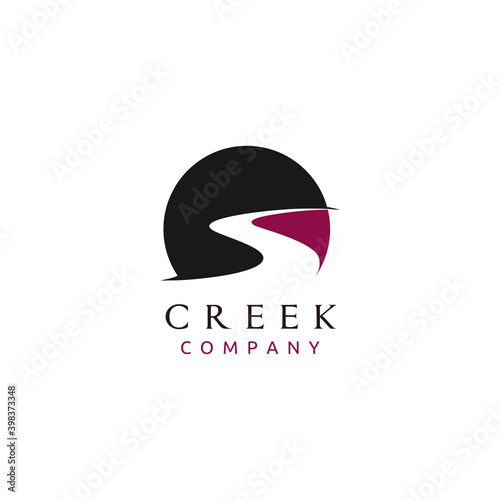 Winding Road Street River Creek Logo Design Inspiration