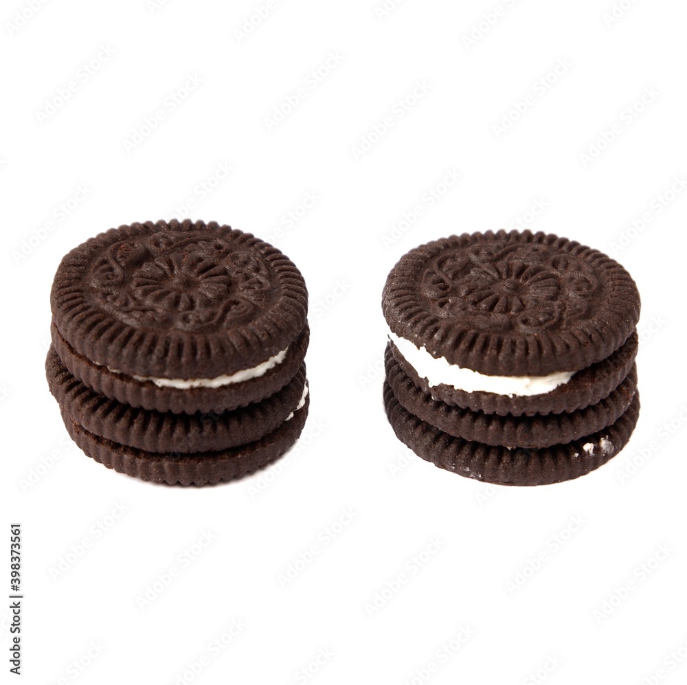 Chocolate Cream Cookies Isolated on white background