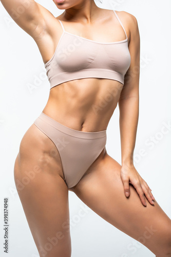 woman body, belly ideal form, isolated on white background. Massage and spa , body care, the perfect female body without stretch marks and cellulite
