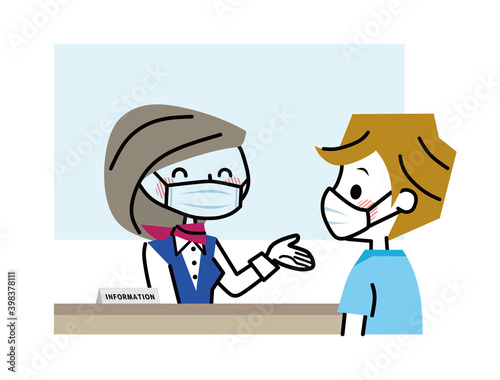 インフォメーション　受付　窓口　笑顔