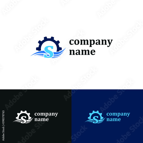 Initial s letter for swimming pools and aquatic venue repairing, setting and service company logo template
