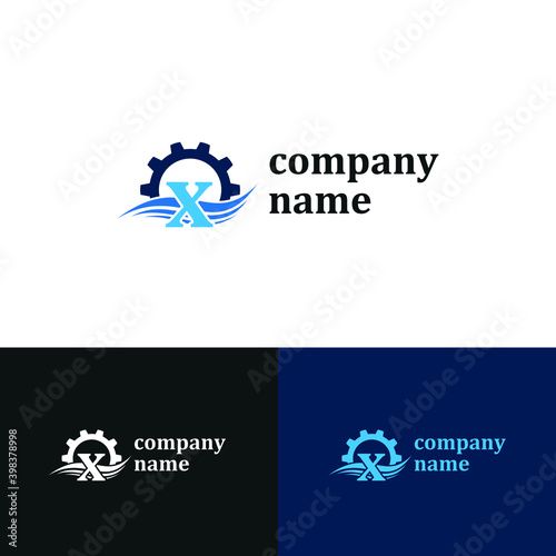 Initial x letter for swimming pools and aquatic venue repairing  setting and service company logo template