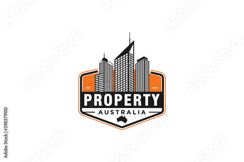 Property logo design australia icon, real estate skyscraper building logo design, simple minimalist modern.