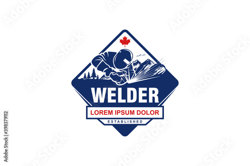 Welding logo welder metal work icon design, welder emblem, welding icon, welding identity.