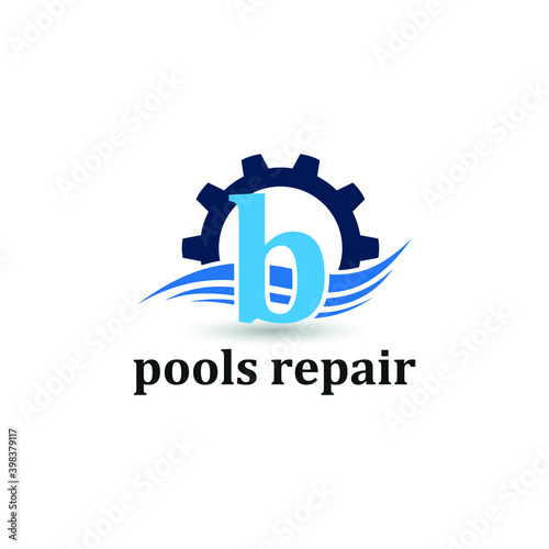 Initial b letter for swimming pools and aquatic venue repairing, setting and service company logo template