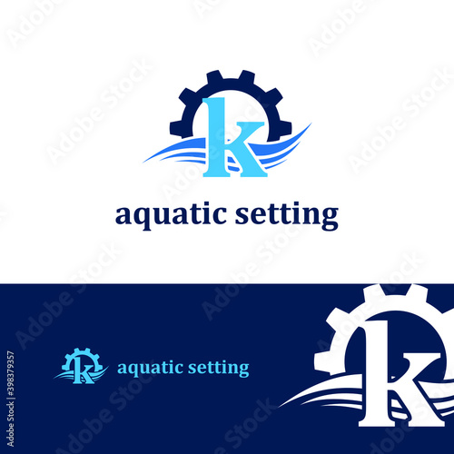 Initial K letter for swimming pools and aquatic venue repairing, setting and service company logo template