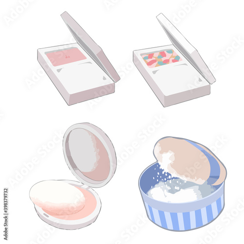 おしろい　ファンデーションのイラストセット