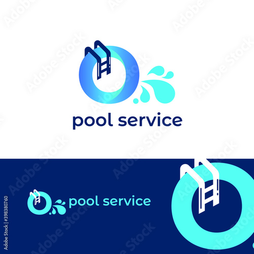 Initial o letter for swimming pools and aquatic venue repairing, setting and service company logo template