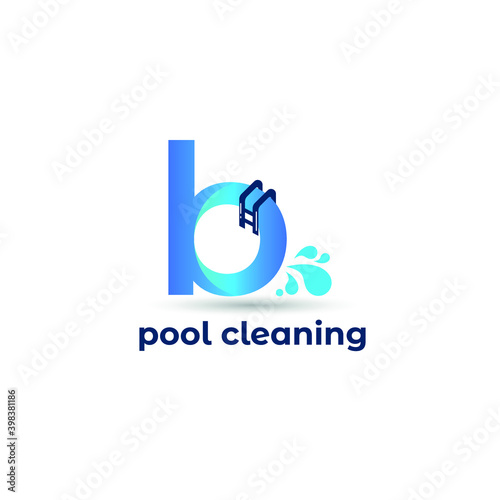 Initial b letter for swimming pools and aquatic venue repairing, setting and service company logo template
