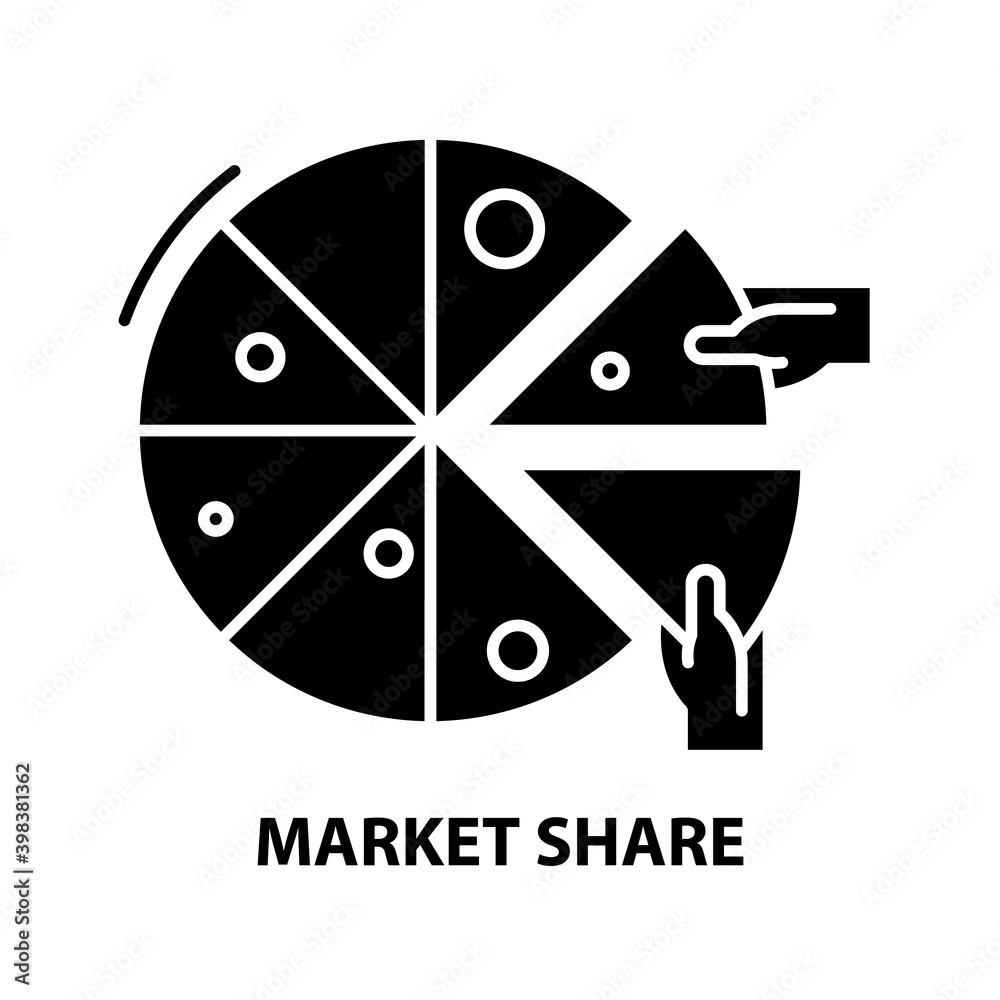 market share concept icon, black vector sign with editable strokes, concept illustration market share concept icon, black vector sign with editable strokes, concept illustration