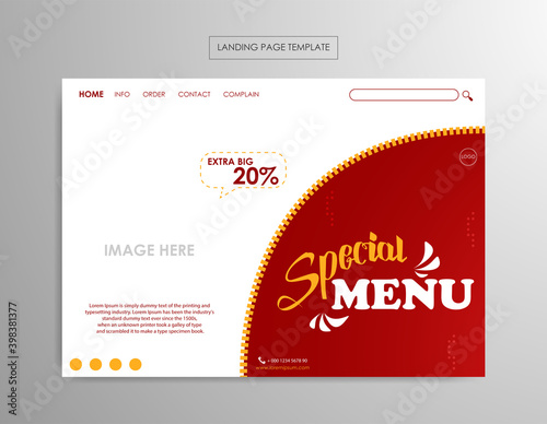 Landing page template for business food