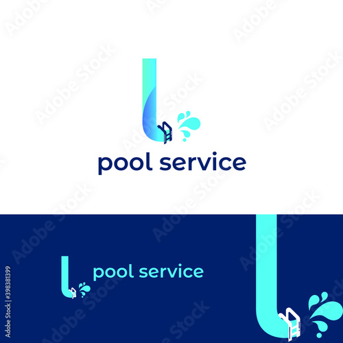 Initial l letter for swimming pools and aquatic venue repairing, setting and service company logo template