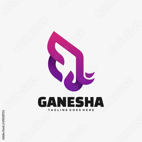 Vector Logo Illustration Elephant Line Art Gradient Style.